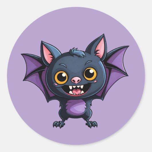 Cartoon Halloween Winged Vampire Bat Stickers ラウンドシール (正面)