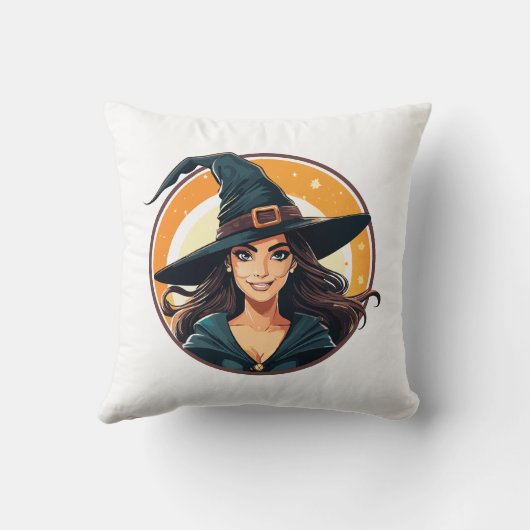 Cartoon halloween witch portrait クッション (裏面)
