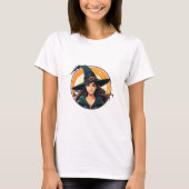 Cartoon halloween witch portrait tシャツ (正面)