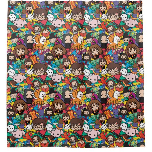 Cartoon Harry Potter Character Toss Pattern シャワーカーテン (正面)