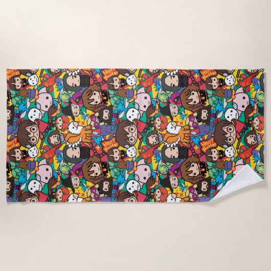 Cartoon Harry Potter Character Toss Pattern ビーチタオル (正面)