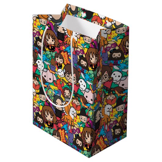 Cartoon Harry Potter Character Toss Pattern ミディアムペーパーバッグ (裏面アングル)