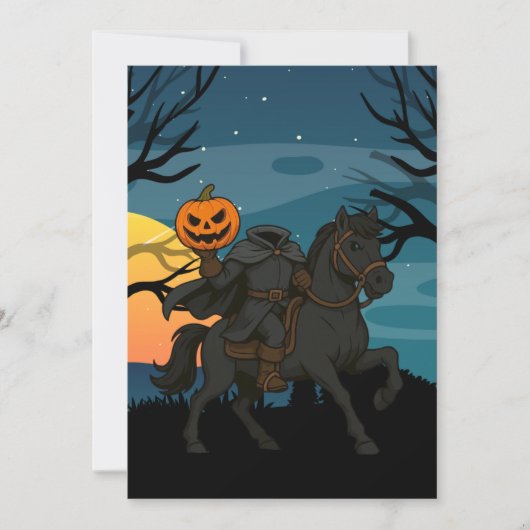 cartoon Headless Horseman Halloween/Autumn  招待状 (正面)