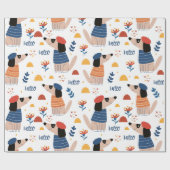 Cartoon Hello dogシームレスパターンラッピング紙 ラッピングペーパー (フラット)