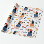 Cartoon Hello dogシームレスパターンラッピング紙 ラッピングペーパー (アンロールド)
