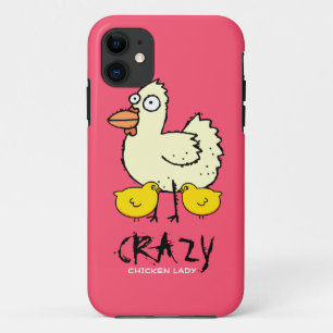 Cartoon Henピンクの熱狂するな鶏の女性 iPhone 11 ケース
