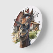 Cartoon Horse ラウンド壁時計 (傾斜)