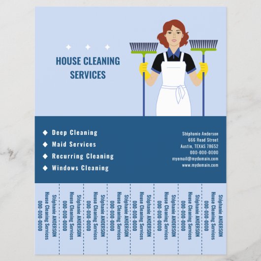 Cartoon House Cleaning Tear Off Strips Flyer チラシ (正面)