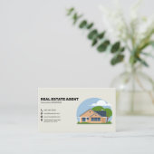 Cartoon House & Icons - 実在 Estate Agent 名刺 (スタンド正面)
