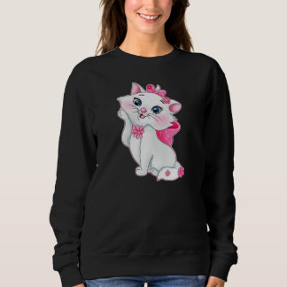 Cartoon illustration of Marie the white kitten  スウェットシャツ