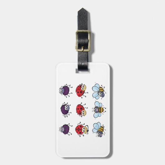 Cartoon Insects Funny Bees Ladybugs Spiders ラゲッジタグ (正面縦)