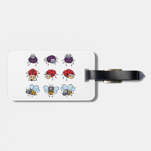 Cartoon Insects Funny Bees Ladybugs Spiders ラゲッジタグ (裏面横)