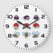 Cartoon Insects Funny Bees Ladybugs Spiders ラージ壁時計 (正面)