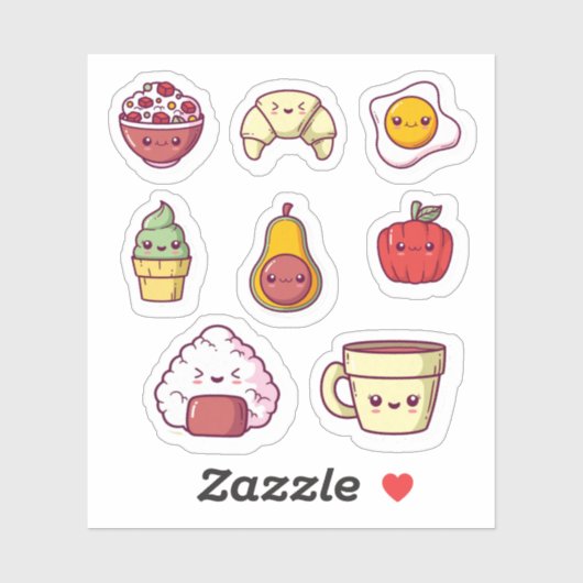 Cartoon kawaii food sticker set シール (シート)