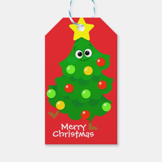 Cartoon Kids Christmas Tree Sticker ギフトタグ (正面)