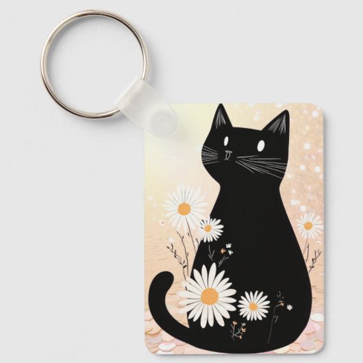 Cartoon Kitty with the Daisies Keychain キーホルダー (正面)