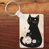Cartoon Kitty with the Daisies Keychain キーホルダー (正面)