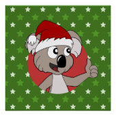 Cartoon koala on seamless pattern ポスター (正面)