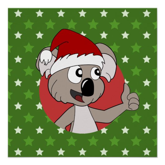 Cartoon koala on seamless pattern ポスター (正面)