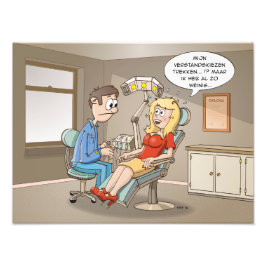 Cartoon; komt een blondje bij de tandarts フォトプリント           