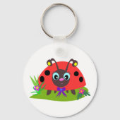 Cartoon Ladybug Bow and Flowers キーホルダー (裏面)