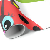 Cartoon Ladybug Bow and Flowers ラッピングペーパー (ロールコーナー)