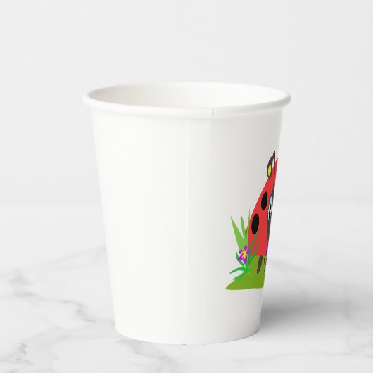 Cartoon Ladybug Bow and Flowers 紙コップ (右)