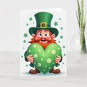 Cartoon Leprechaun Heart Card カード (正面)