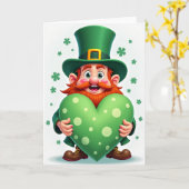 Cartoon Leprechaun Heart Card カード (黄色い花)