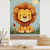 Cartoon Lion kids wall art ポスター (キッチン)