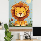 Cartoon Lion kids wall art ポスター (ホームオフィス)