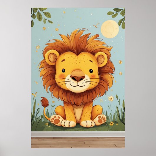 Cartoon Lion kids wall art ポスター (正面)