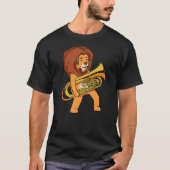 Cartoon lion playing euphonium tシャツ (正面)