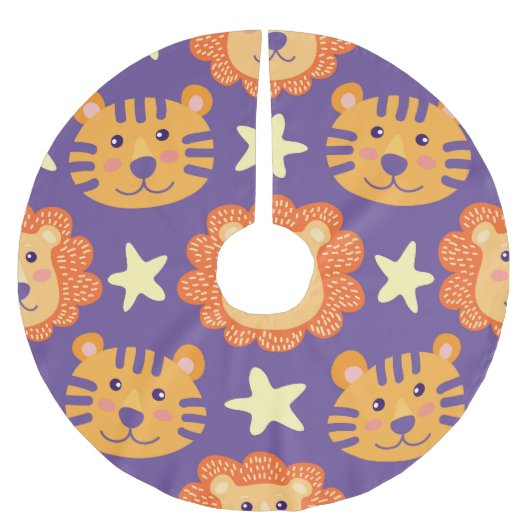 Cartoon Lions & Tigers:ヴィンテージ ブラッシュドポリエステルツリースカート (正面)