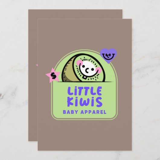 Cartoon Logo Cute Character Baby Clothes Art 招待状 (正面/裏面)