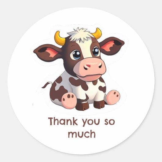 Cartoon Lola cow sticker for thanks. ラウンドシール (正面)