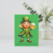 Cartoon Lucky Leprechaun St. Patrick's Day Card ポストカード (スタンド正面)
