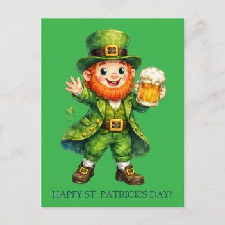 Cartoon Lucky Leprechaun St. Patrick's Day Card ポストカード