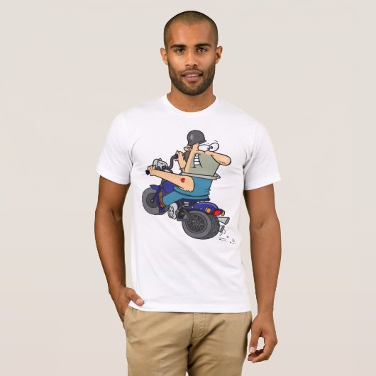 Cartoon Man On A Motorcycle Mens T-Shirt Tシャツ (正面フル)
