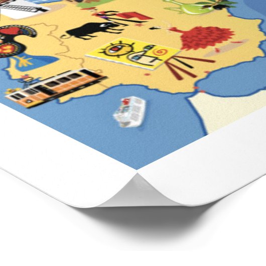 Cartoon Map of Europe ポスター (角)