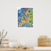 Cartoon Map of Europe ポスター (キッチン)