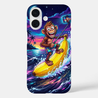 Cartoon Monkey Banana Fun Case iPhone 16ケース