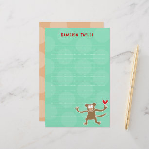 Cartoon Monkey Kid Personal / Thank You Stationery 便箋