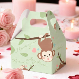 Cartoon Monkey Pastel Green Favor Box フェイバーボックス