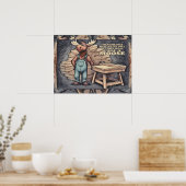 Cartoon Moose, Funny Saying, Color Pencil Sketch ポスター (キッチン)