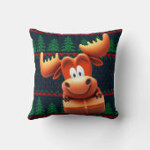 Cartoon Moose with Christmas Gift Tshirt Women クッション (裏面)