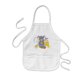Cartoon Mouse Eating Cheese Kid Apron 子供用エプロン