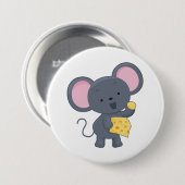 Cartoon Mouse with Cheese Adorable Animal 缶バッジ (正面&裏面)