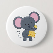 Cartoon Mouse with Cheese Adorable Animal 缶バッジ (正面)