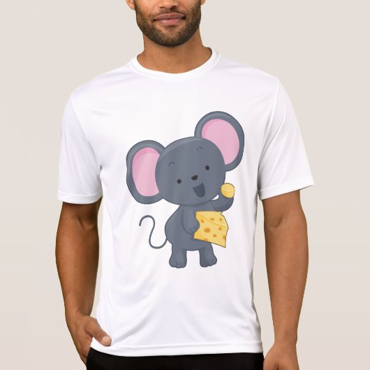 Cartoon Mouse with Cheese Adorable Animal Tシャツ (正面)